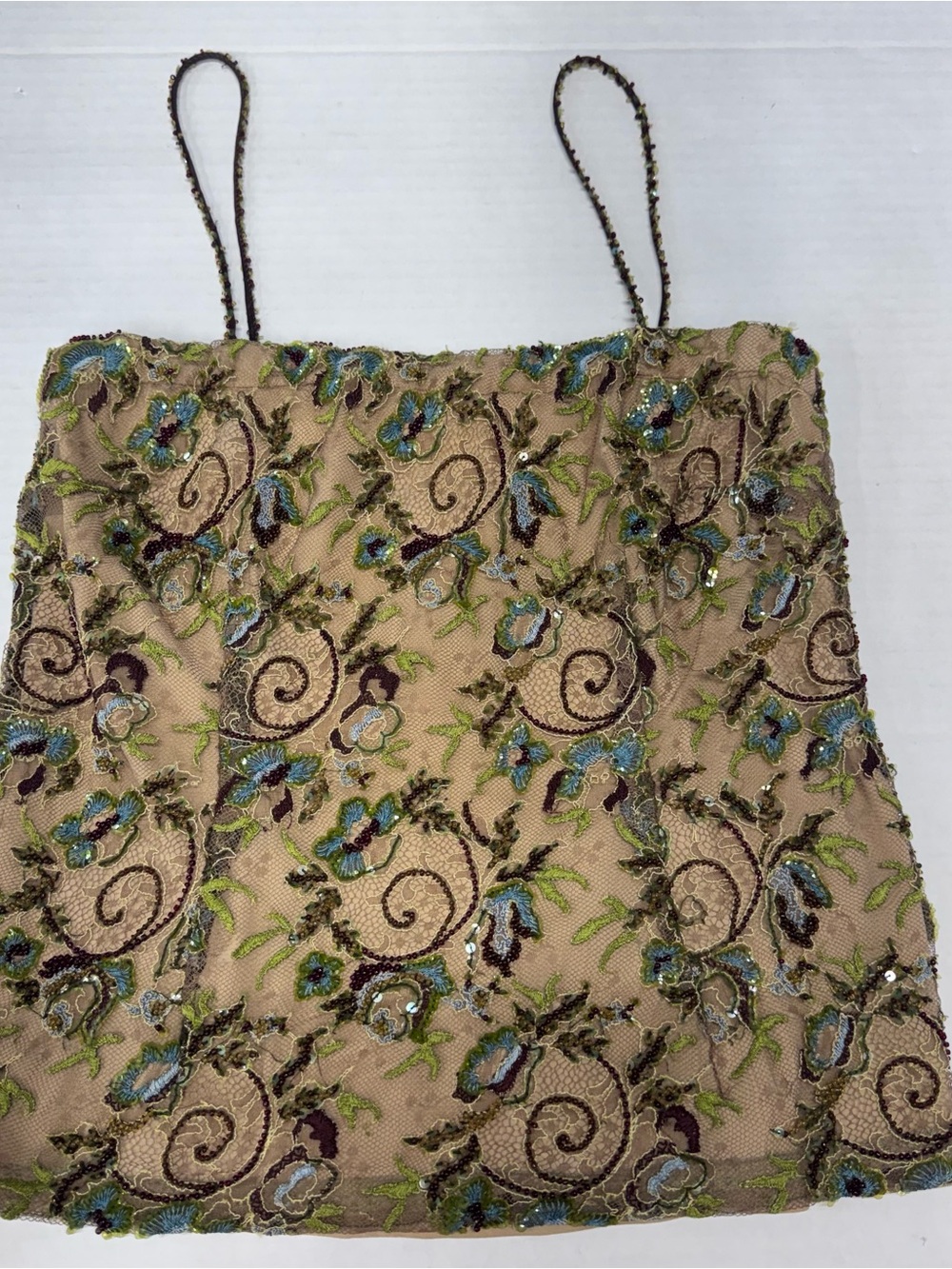 Vintage Savannah Studio Beaded Cami Top Y2K Size S Sequin Embroidered Mesh Fairy - Picture 6 of 16